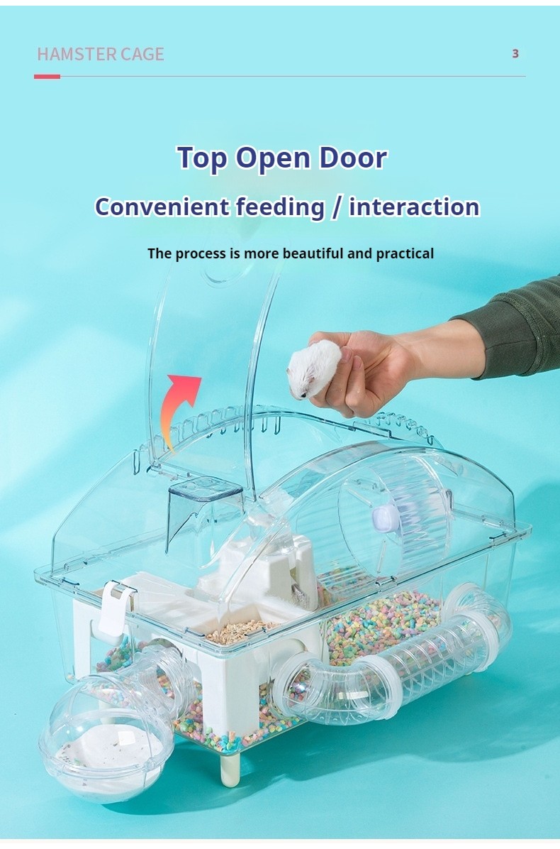 【45*28*30cm】SG STOCK Hamster Cage Small Animal With Tunnel 360° Viewing ...