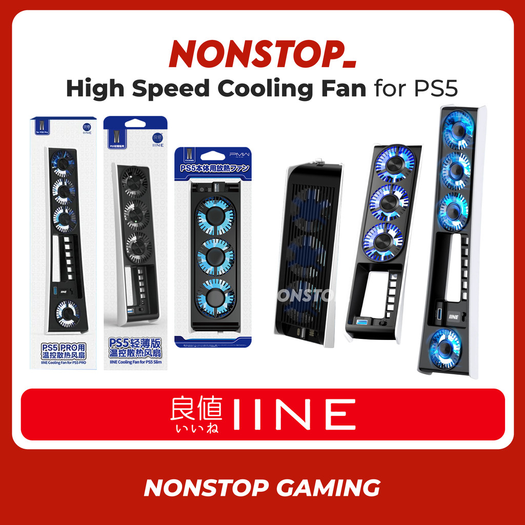 IINE 良值 PS5 Fat Slim Pro Cooling Fan High Speed Cooler Fan Blue LED ...