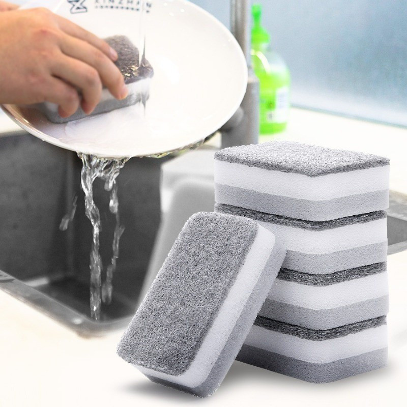 5Pcs High-Density Scrub Sponge - 3-Layer Thickened Sponge Wiper - Long ...
