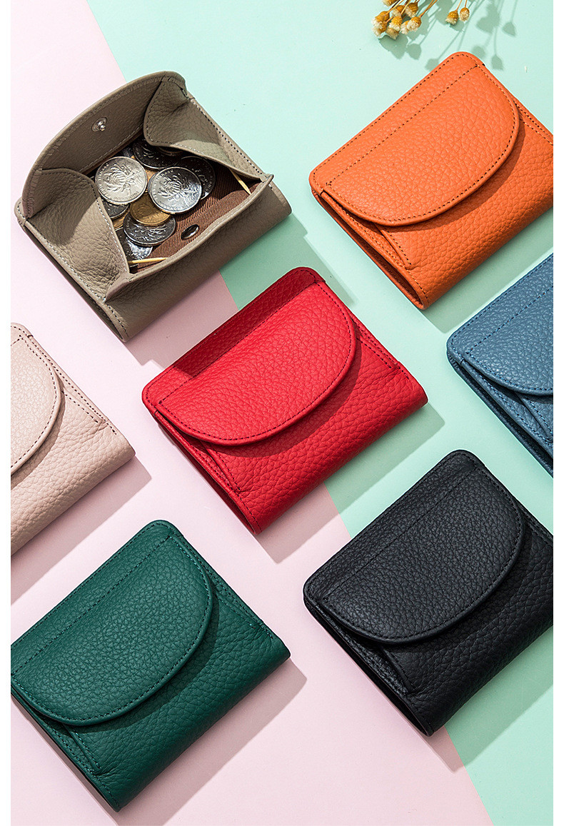 Japanese Style Genuine Leather Womens Purse Short Bifold Small Wallet ...
