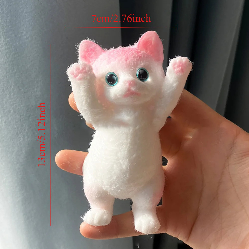 Squishy Cute Flocking Cat Stress Relief Toy, Extra Large Sensory Fidget ...