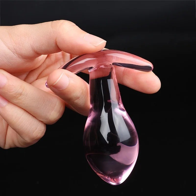 Cute Pink Glass Anal plug Set M L For Female Women Sleep Vaginal Anus ...