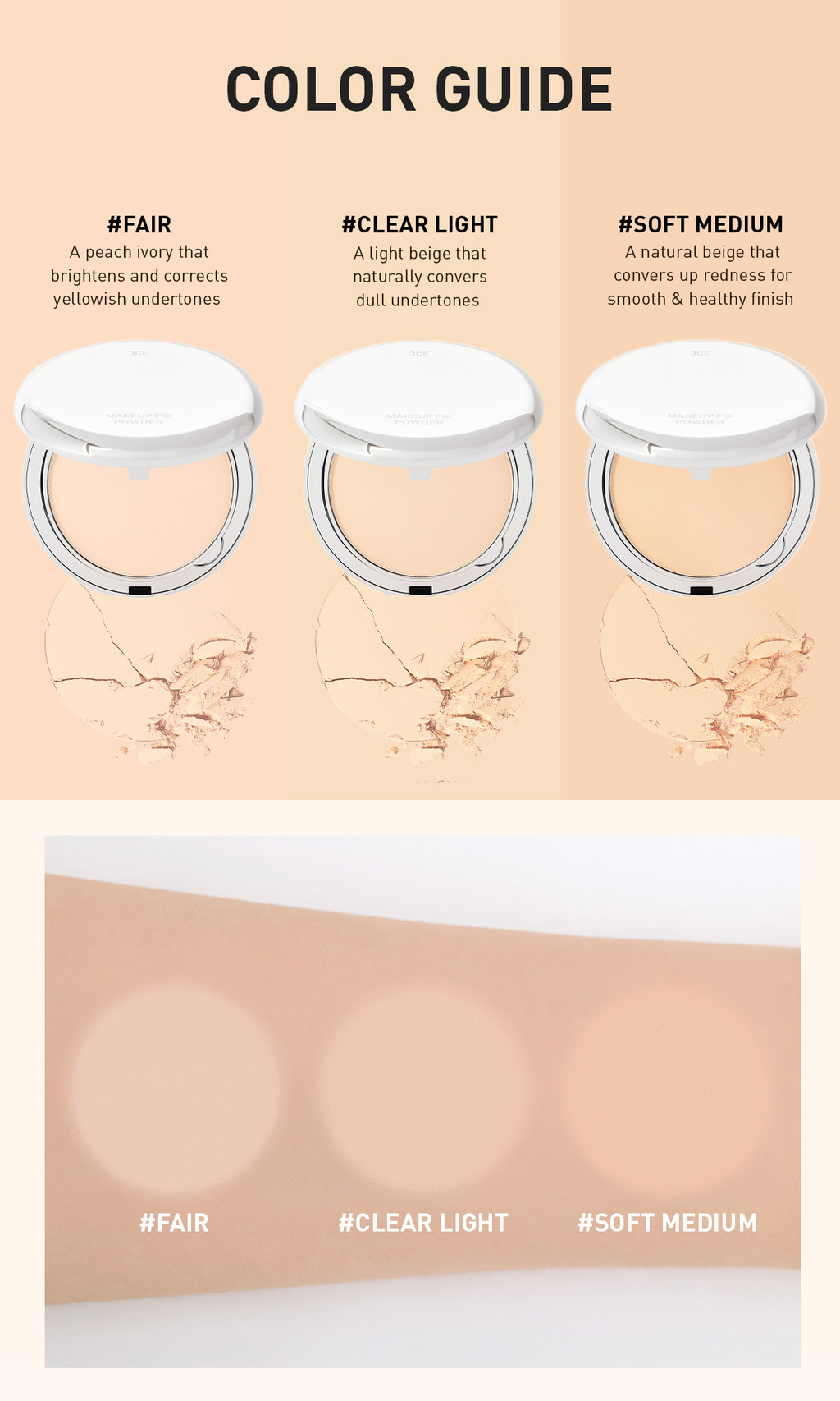 3CE Makeup Fix Powder, matte oil absorbing, locks makeup, blurs pores ...