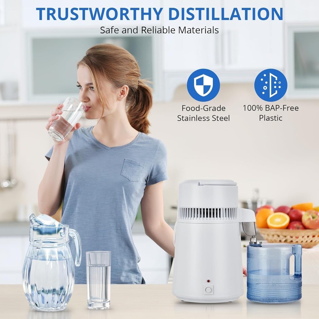 750W 4L Stainless Steel Electric Water Distilled Machine Pure Water ...