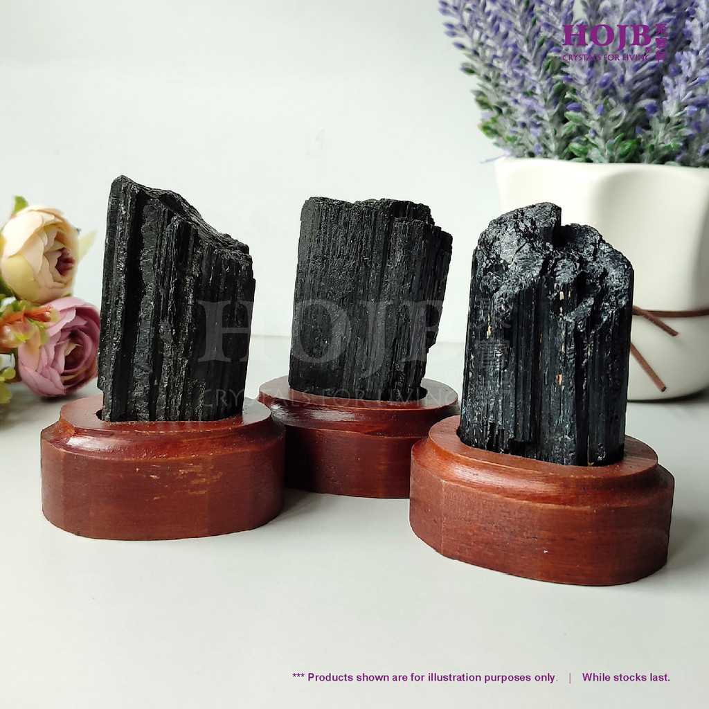 HOJB Brazilian Black Tourmaline Rough Stone Feng Shui Ornament 70-80mm ...