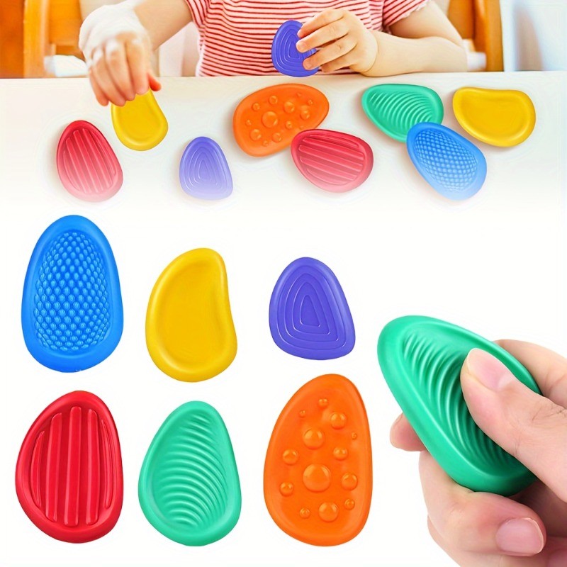 6pcs/set Fidget Toys Sensory Stone for :Textured Soft Worry Stone for ...