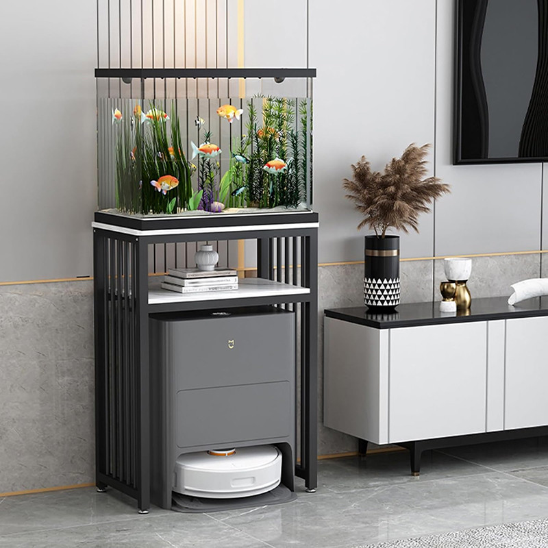 2-Tier Storage Rack Storage Cabinet Iron Fish Tank Rack Indoor Plant ...