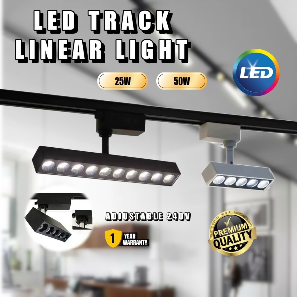 LED TRACK LINEAR LIGHT 240V 25W/50W BK WH COB LED LINEAR TRACK LAMP ...