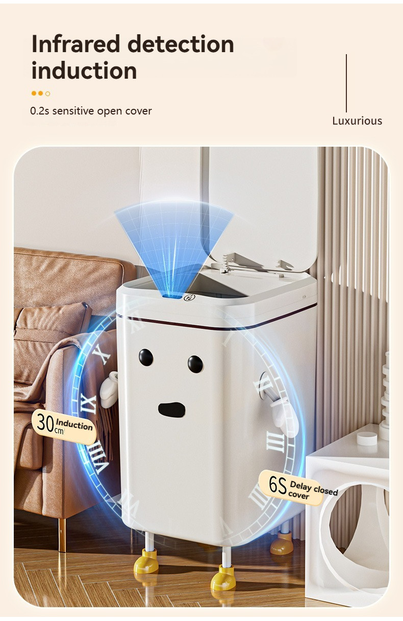 New Home Smart Trash Can With Lid Light Luxury Bathroom Automatic ...