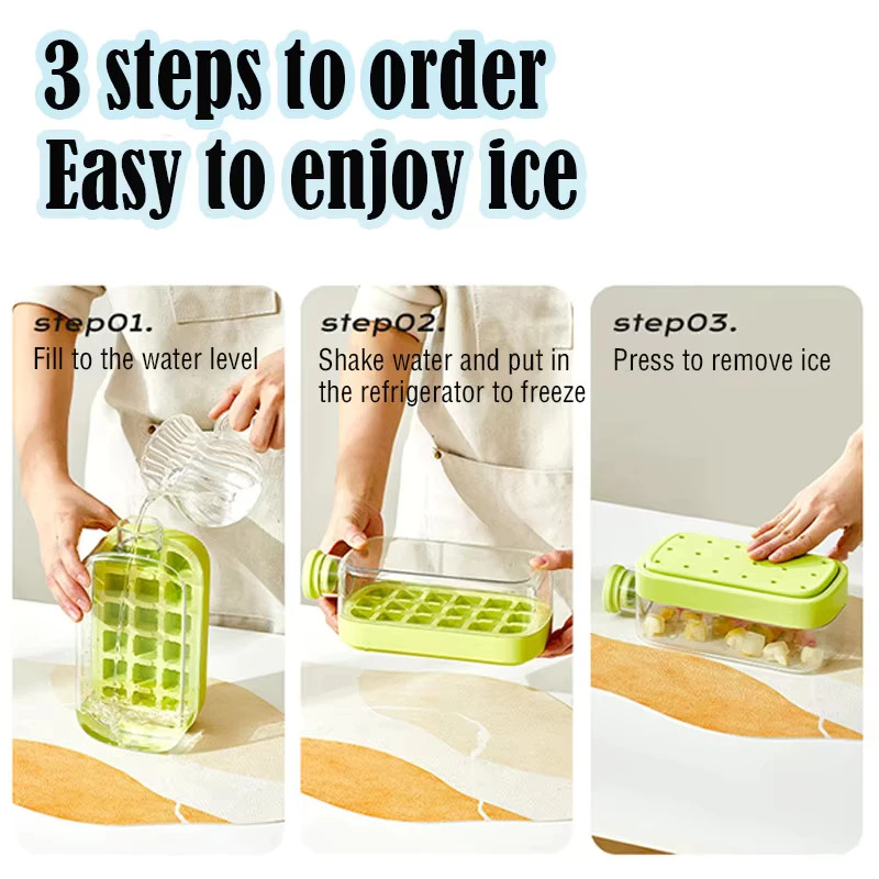 Ice Box Block 2in1 Maker Mold Marble Jelly 33 Holes With Lid Tray ...