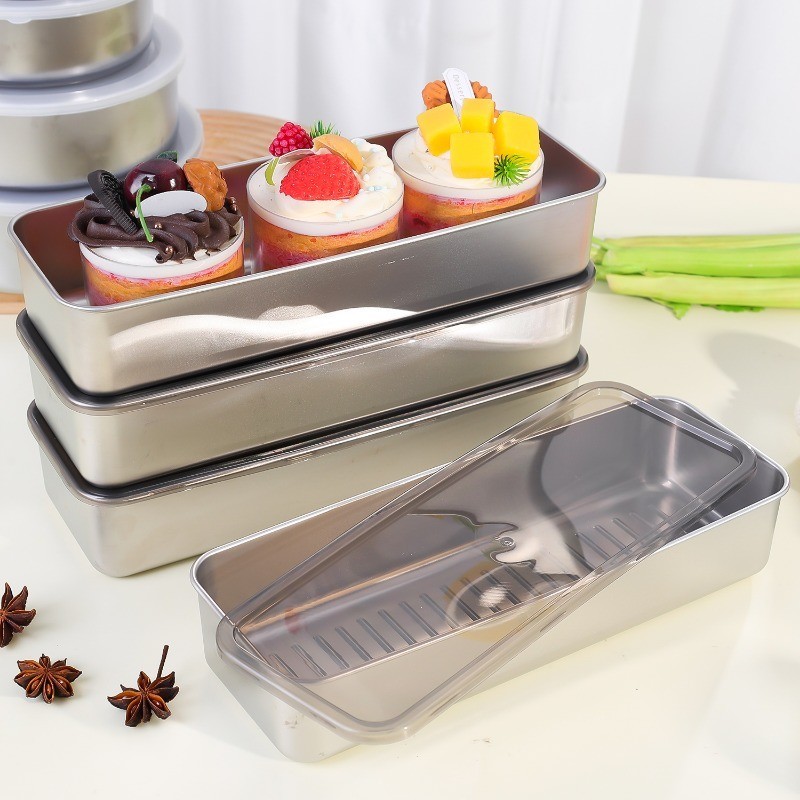 Stainless Steel Rectangular Crisper - Bacon Storage Box - with Cover ...