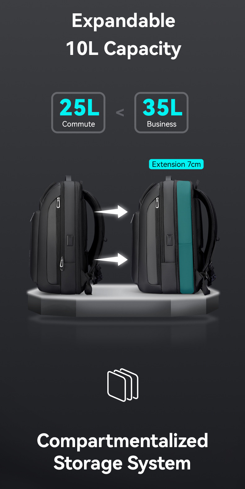 MARK RYDEN Men's Casual Office Backpack Computer Bag Expandable 35L ...
