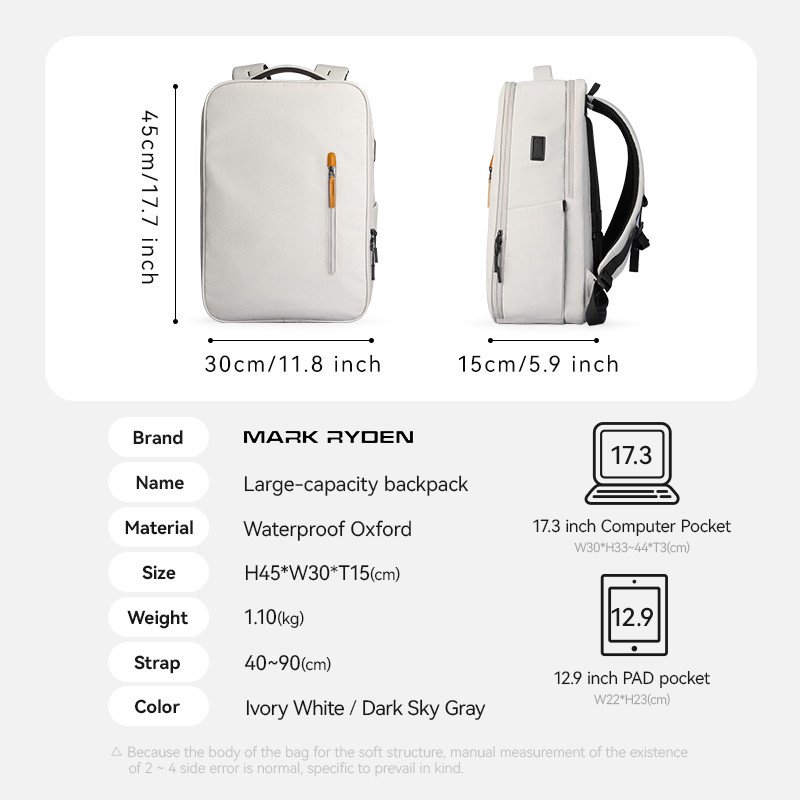 Mark Ryden Travel Backpack Minimalist Student backpack 17.3-inch ...