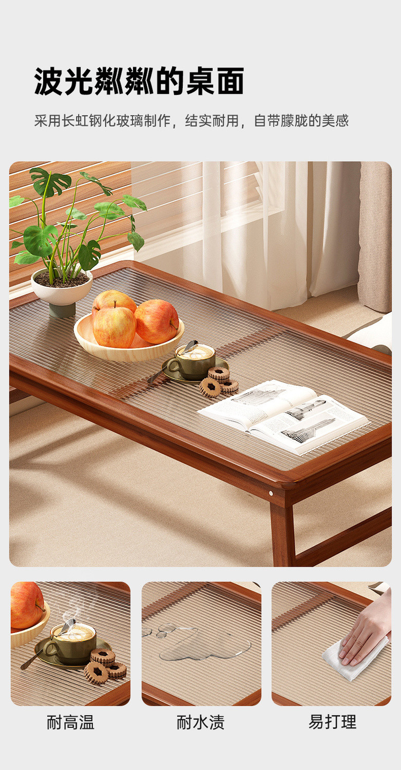 Folding Table Multifunctional Home Bay Window Table Tempered Glass Top ...