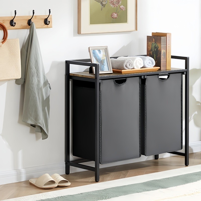 Laundry Hamper with Top Shelf Dirty Laundry Storage Rack Toilet ...