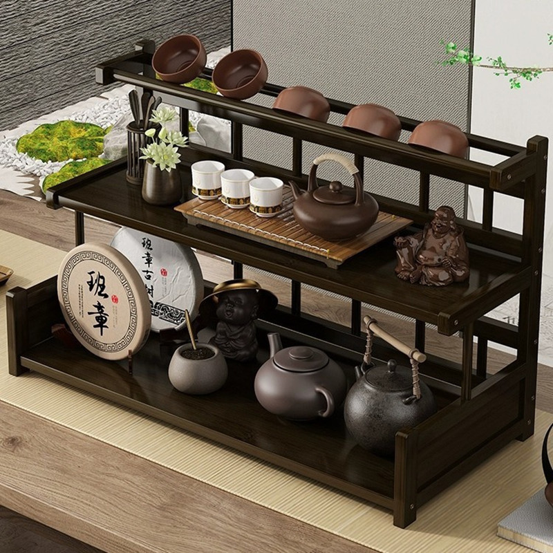 Desktop Storage Small Antique Shelf Table Shelf Tea Cup Teapot Holder ...