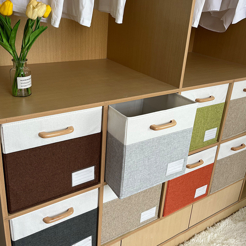 36L Square Storage Box Organizer Cotton Linen Basket KALLAX Collapsible ...