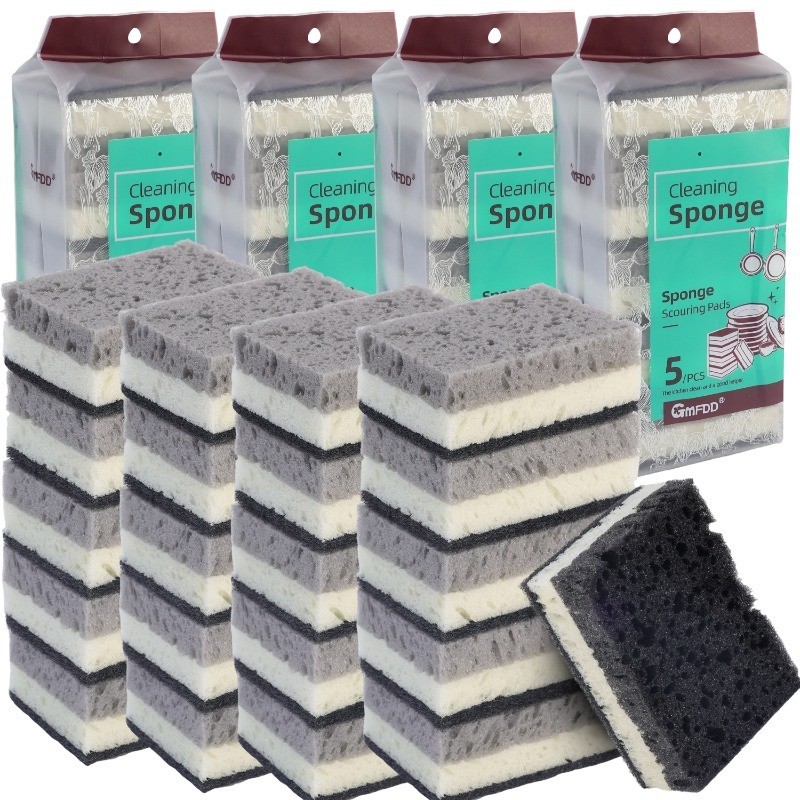 5Pcs High-Density Scrub Sponge - 3-Layer Thickened Sponge Wiper - Long ...