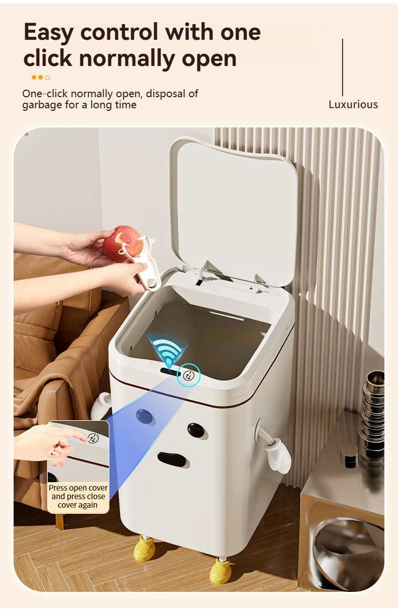 New Home Smart Trash Can With Lid Light Luxury Bathroom Automatic ...