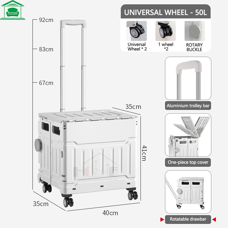 Shopping NELSON Foldable Cart 50L/ 75L Trolley Storage Movable Easy ...
