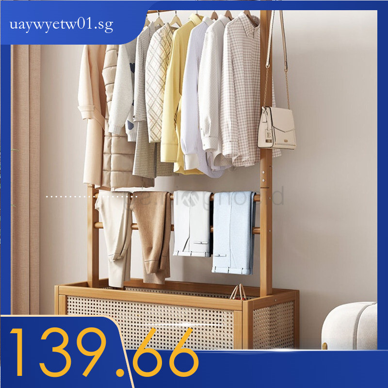 Clothes Rack Rattan Clothes Rack Hanging Floor To Ceiling Simple For ...