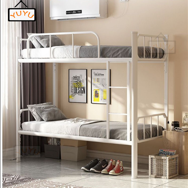 Metal Double Decker Bunk Budget Worker Adult Frame Helper / White Bed ...