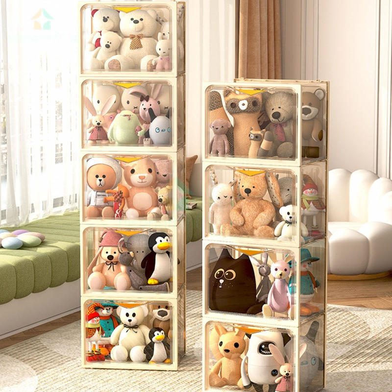 Storage Cabinet Bucket Doll Storage Transparent Basket Cloth Plush Box ...