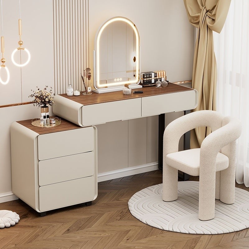 Dressing Table Makeup Table Cream Wind Rock Board Solid Wood Dressing ...
