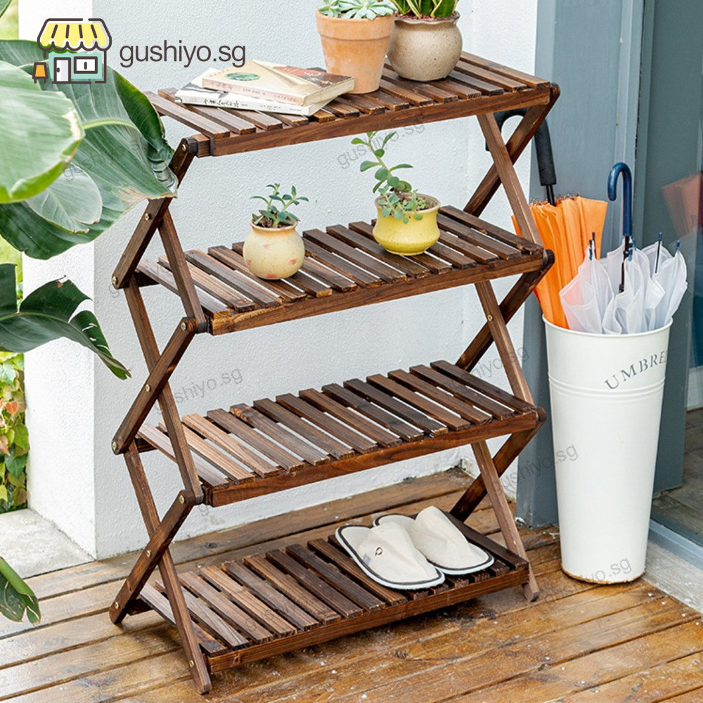 Foldable Flower Rack Flower Solid Wood Rack Balcony Living Room Floor ...