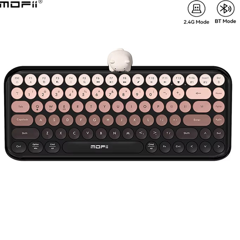 Mofii Ergonomic Bluetooth Dual Mode 84 key Retro Round Keycaps Cute ...