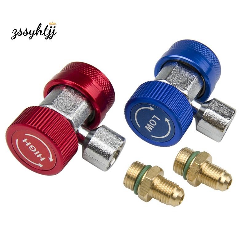 CarBole AC Manifold Gauge Quick Coupler Set – High & Low Side Adapters, 90° SAE Fittings 10 thumbnail image