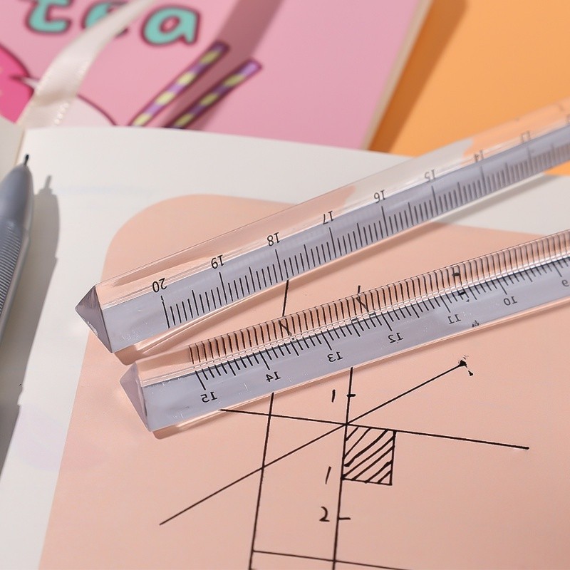 15 / 20cm Exam Office Ruler Simple Transparent Trigonometric Ruler ...