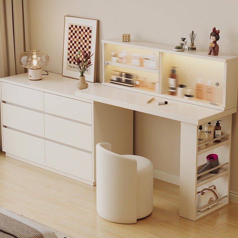 Solid Wood Makeup Table Integrated Multi Layer Drawer Dressing Table ...
