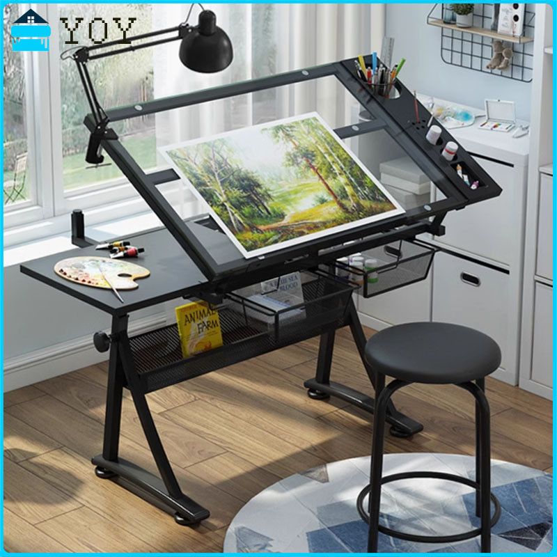 Drawing Table Glass Liftable Drawing Table Art Computer Designer Desk ...