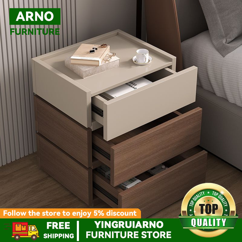 Light Luxury High-end Bedside Table New Solid Wood Creative Storage ...