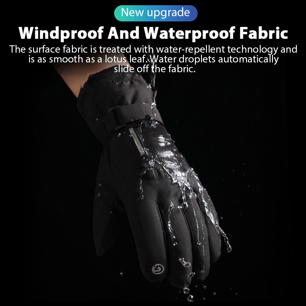 Unisex Thermal Waterproof Winter Gloves - Touchscreen Compatible, Windproof, Sizes S-XL (Black)