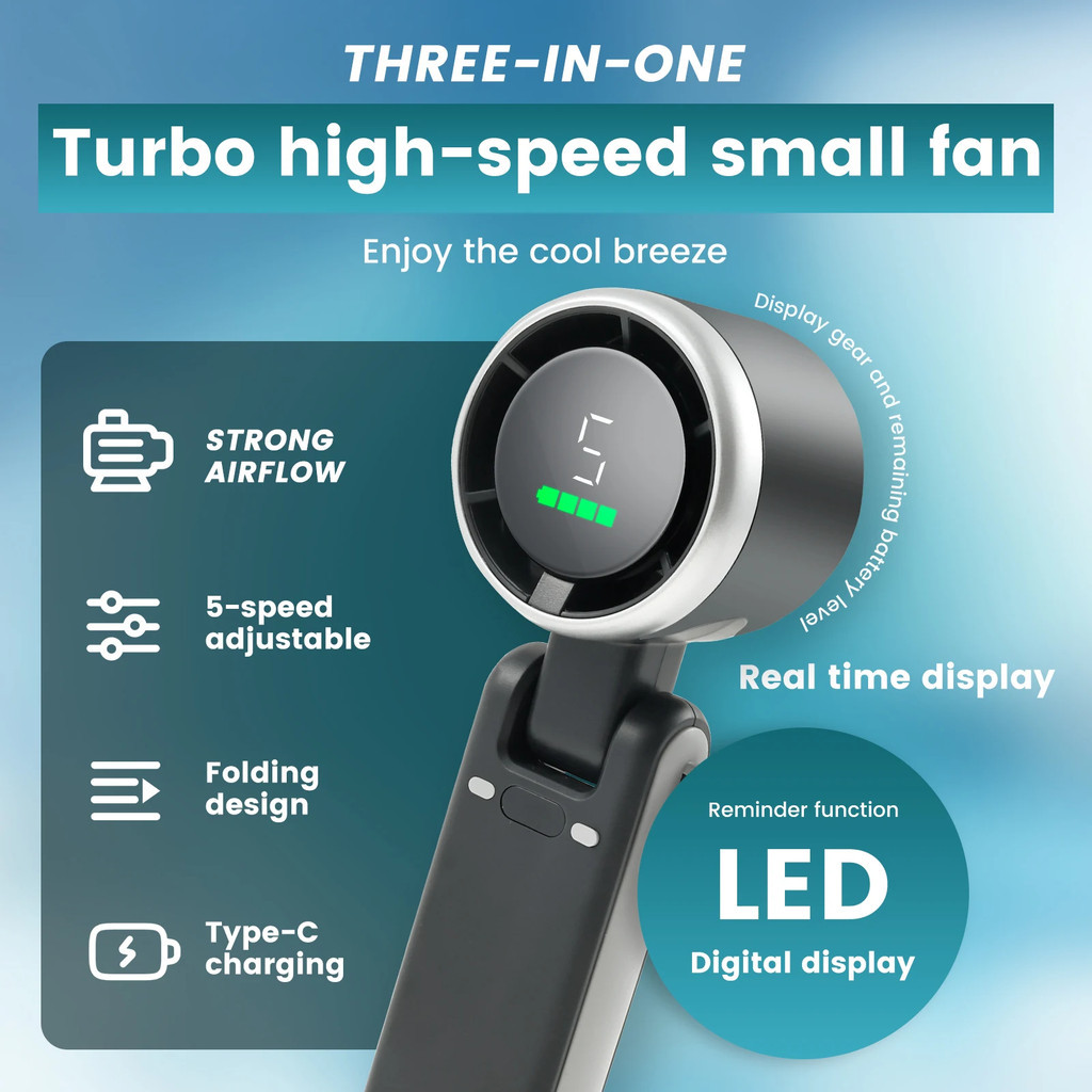 Handheld Fan N607 Mini Portable Jet Fan Rechargeable USB Fans With 5 ...