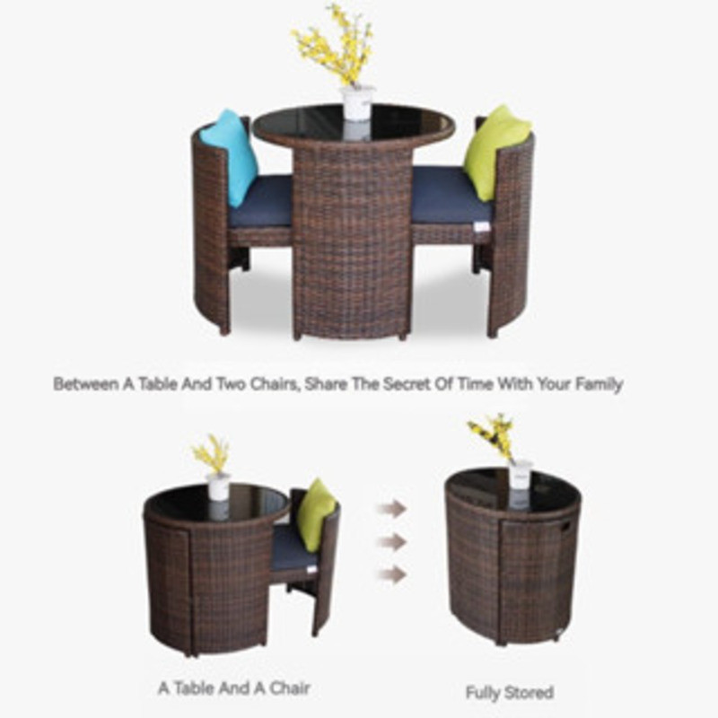Rattan Chair Three-Piece Dining Set Coffee Combination Outdoor Small ...