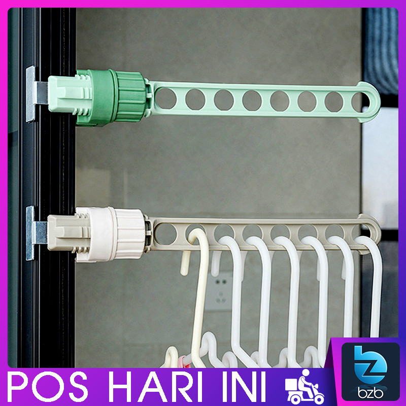 HANG SMART Window Frame Clothes Hanger 8 Holes Mounted Portable Rotary ...