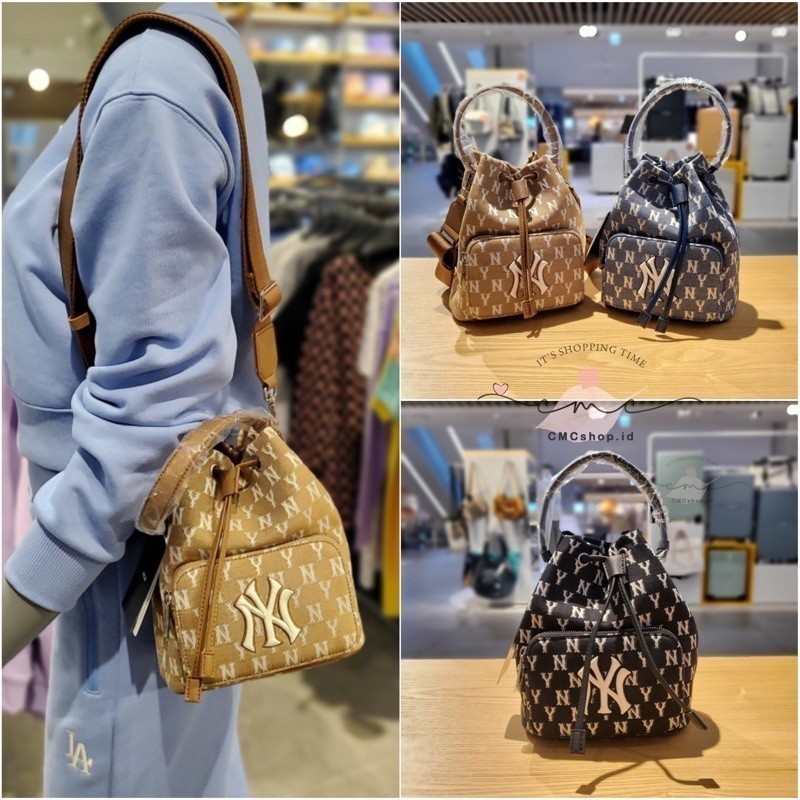MLB KOREA Monogram Jacquard Bucket Bag | Shopee Singapore