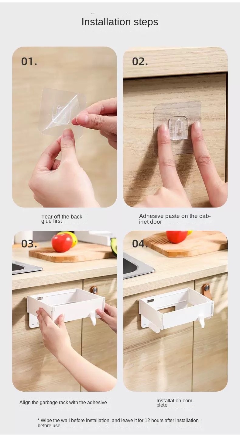 Trash Bag Holder Wall Mounted Space Saving Garbage Cooking Beg Sampah ...