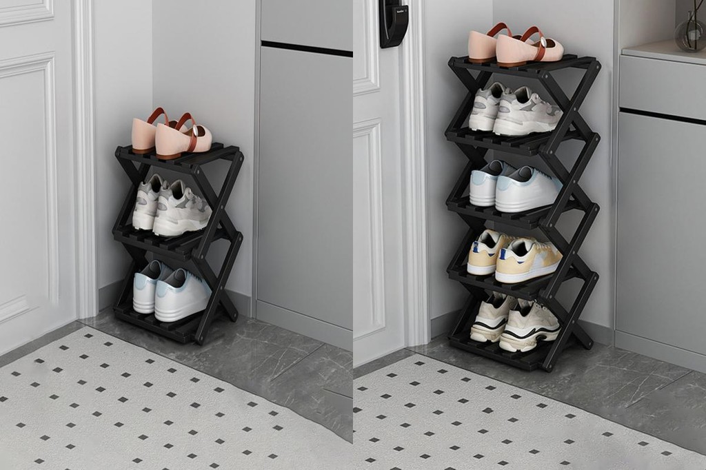 ccooamani| Foldable Shoe Organizer Decorative Shoe Rack Portable Bamboo ...