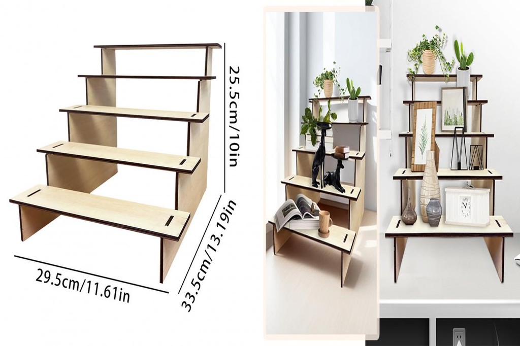 [TM] Rustic Wood Display Rack Craft Fair Display Rack 5-tier Wooden ...
