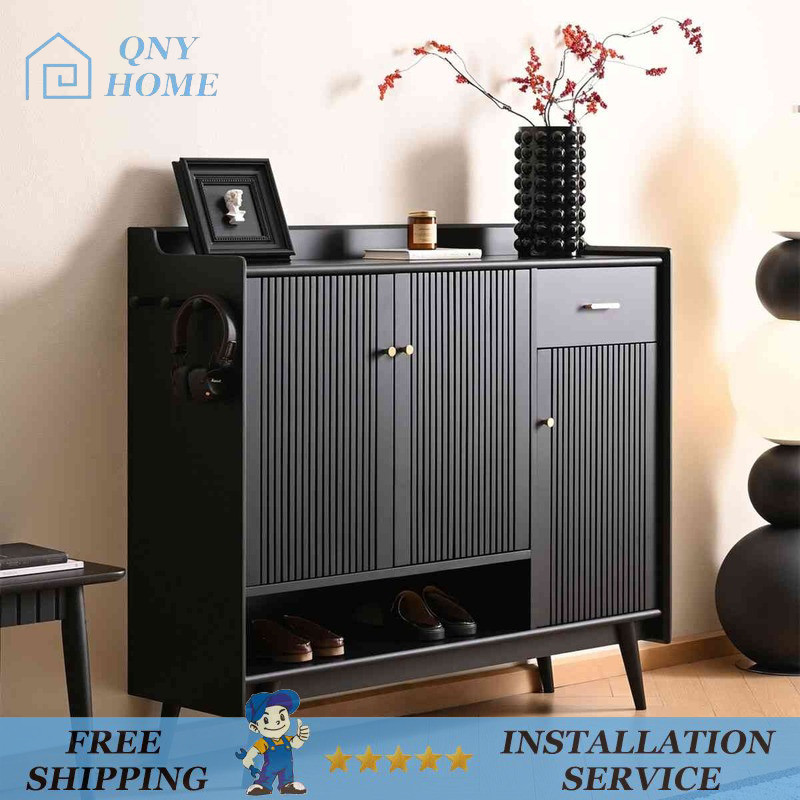 Gallery Detail: Solid Wood Shoe Cabinet Simple Modern Small Apartment Grid Entrance