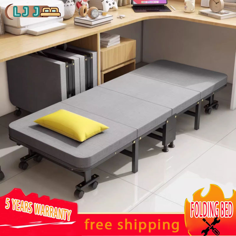 Folding Foldable Single Thick Portable Mattress Wide Metal Bed Frame ...