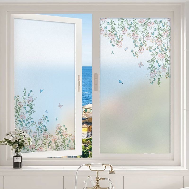 PVC Material French Retro Glass Film Bathroom Kitchen Privacy Window ...