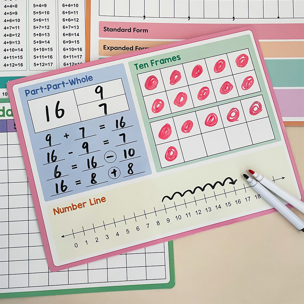 4 Pcs Addition Subtraction White Board for Kids Dry Erase Handwriting ...