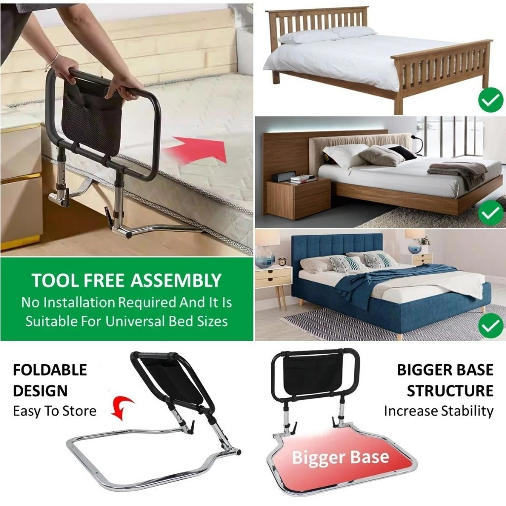 【SG Stock】Bed Guard Safety Bed Rail Telescopic Height-Adjustable ...