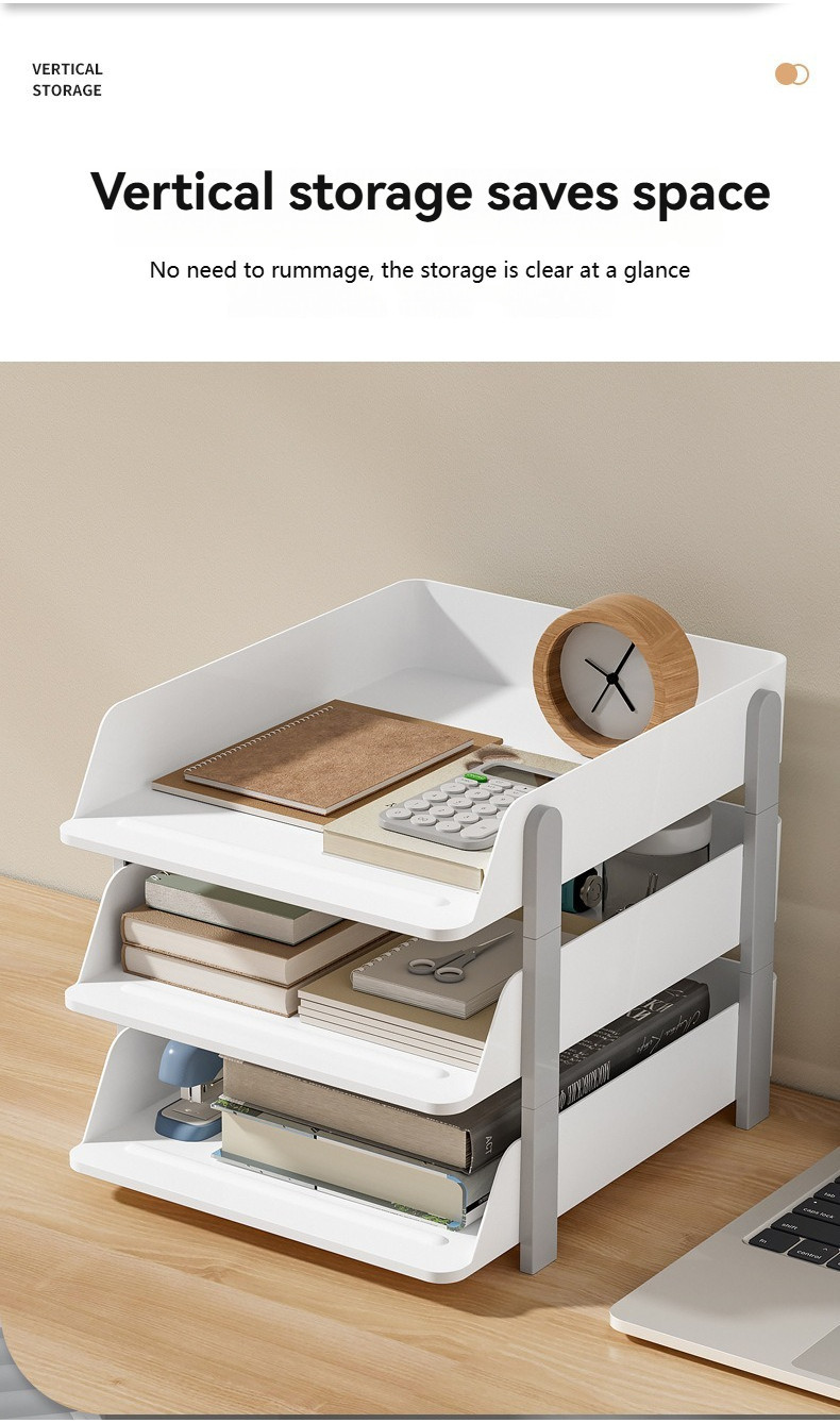 Desktop Stackable File Tray Book A4 Paper Document Storage Rack Multi ...