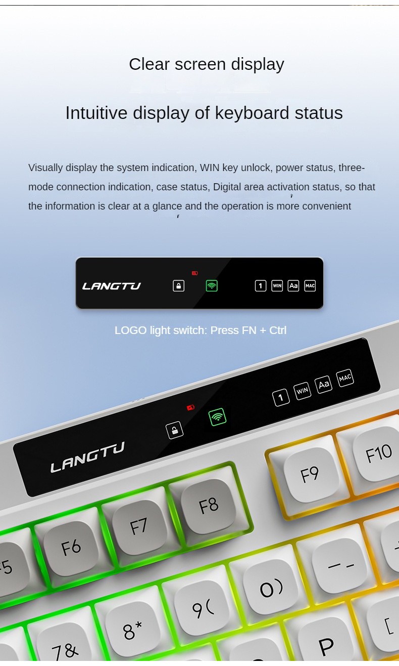 Langtu L102 Good-looking Office Mute Film Keyboard Wireless Three-Model ...